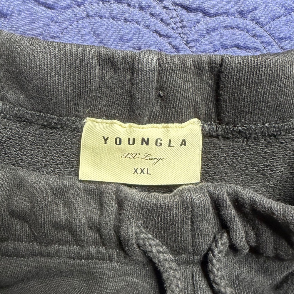 YoungLA Mens French Terry Gym Shorts Black Embroidered Logo XXL 5" Inseam - Picture 3 of 6